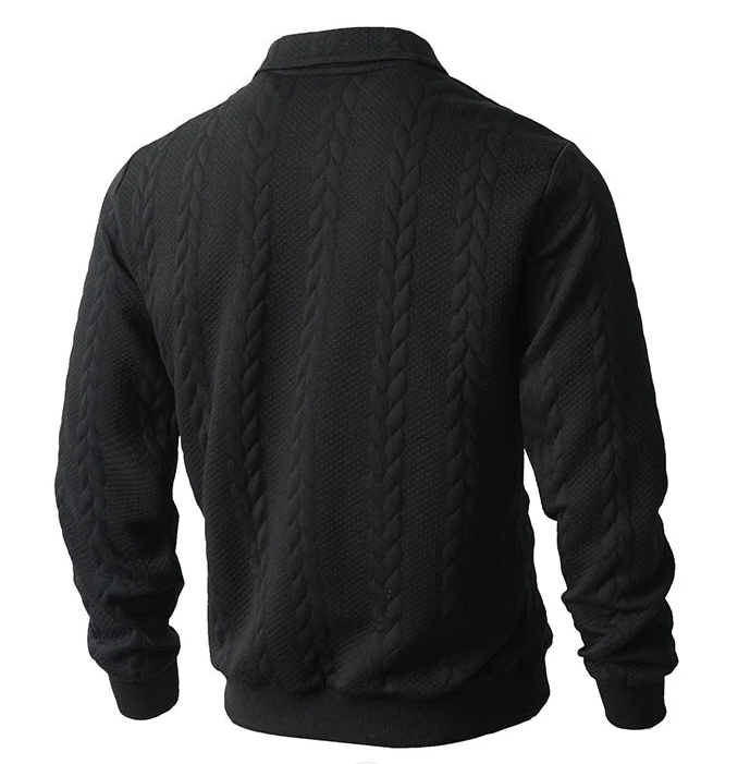 Cable Knit Zip-Collar Sweater