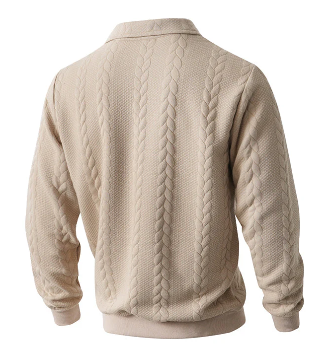 Cable Knit Zip-Collar Sweater