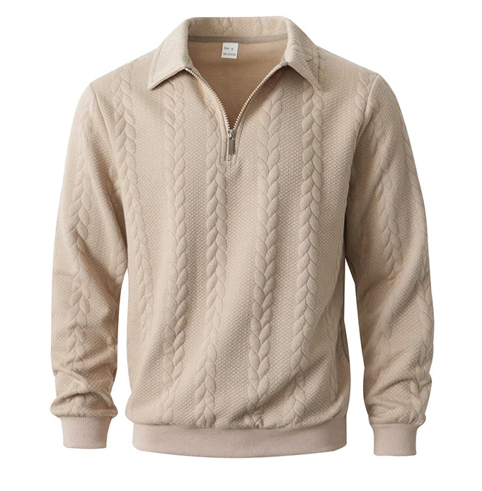Cable Knit Zip-Collar Sweater