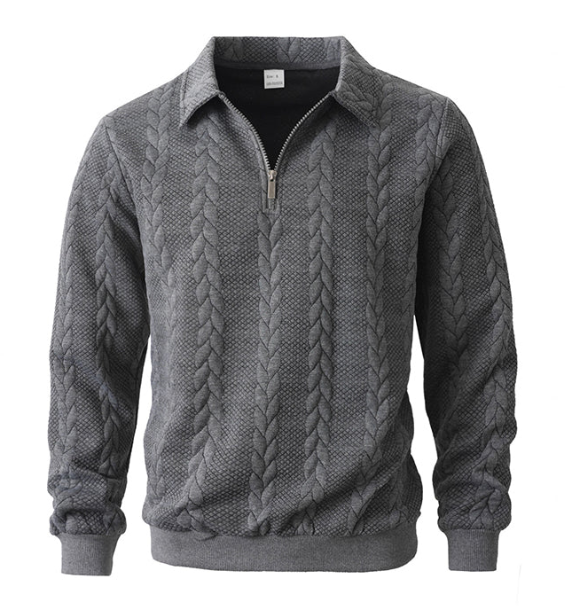 Cable Knit Zip-Collar Sweater